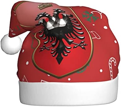 סמל של אלבניה מצחיק מבוגרים קטיפה סנטה כובע חג המולד כובע לנשים & מגבר; גברים חג המולד חג כובע
