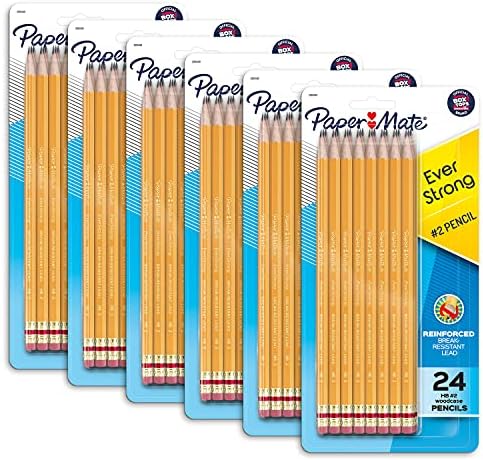 נייר תאומה אי פעם חזק 2 עפרונות, מחוזק, לשבור עמיד עופרת כאשר כתיבה, 6 חבילות של 24