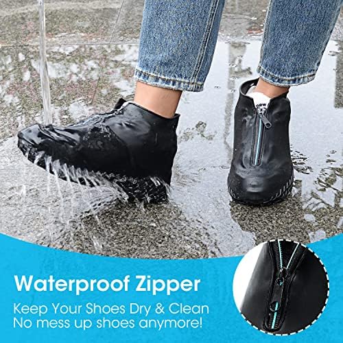 סיליקון נעל כיסוי עמיד למים, לשימוש חוזר אתחול נעלי מכסה עם רוכסן, החלקה גשם שלג באולינג נסיעות מקורה חיצוני ערדל