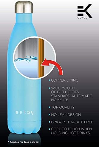 Eekay Wares 2 Pack Premium Qualium Quality Vakuum Vacuum מבודד בקבוק מים 25 גרם, BPA בחינם, הוכחת דליפה,