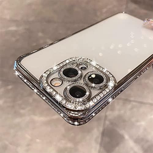 Fycyko תואם למארז iPhone 14 Plus, מגן מצלמת יהלום נצנצים בלינג טלפון חמוד ברור חמוד אטום הלם
