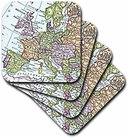 3 רוז_112938_4 מפת אירופה וינטג 'של מערב אירופה-בריטניה בריטניה צרפת ספרד איטליה וכו' - תחתיות אריחי קרמיקה,