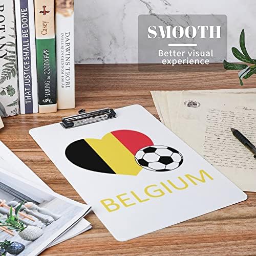 אהבת בלגיה כדורגל אקריליק לוחות עם נמוך פרופיל קליפ חמוד קליפ לוחות סטנדרטי 4 מכתב גודל עבור משרד