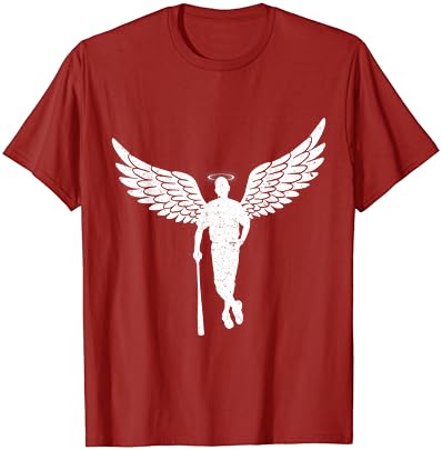 שחקן בייסבול מלאך וינטג 'עם חולצת טריקו של הילה וכנפיים