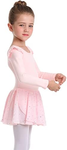 בלט בגדי גוף עם חצאית פעוט בנות ריקוד בלרינה תלבושת שמלות קצר שרוול