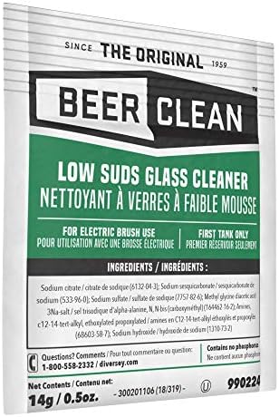 מנקה זכוכית נקי בירה דיברסי, אבקה, מנות 0.5 אונקיות, 100 / קרטון
