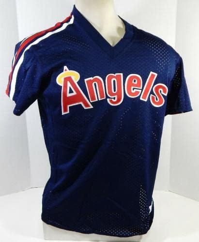 1983-90 מלאכים בקליפורניה 45 משחק השתמש בתרגול חבטות כחול ג'רזי L DP21625 - משחק משומש גופיות MLB