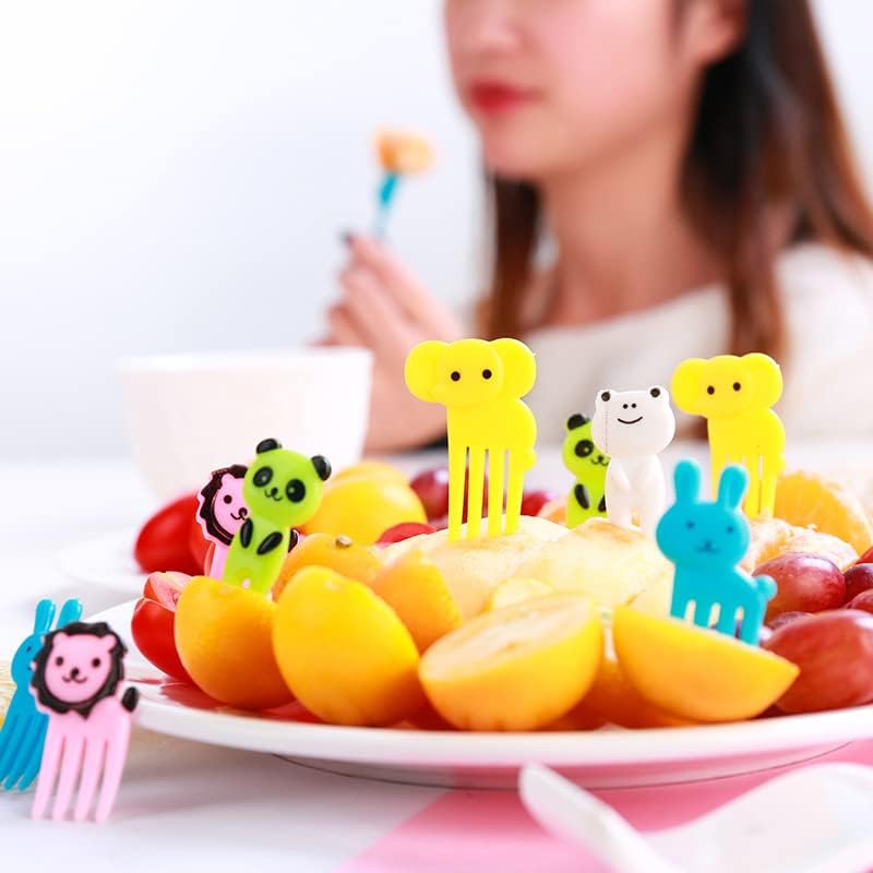 30/50 יחידות יפני ביתי קריקטורה פירות מזלג יצירתי ילדי בעלי החיים חמוד פלסטיק פירות מזלג סט מזון מרים