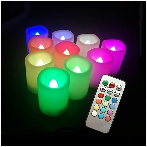 סט שלטפנגלאי של 12 צבעים מחליפים נורות נורית נורות סוללה מופעלת בצבע נרות נרות מצביעים חסרי חשמל אורות צבעוניים