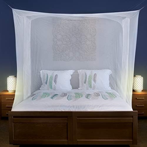 רשת יתושים למיטות בגודל יחיד עד קינג-2 פתחי צד ו 6 לולאות תלויות-צורה מלבנית דקורטיבית לבית ולטיולים-ערכת