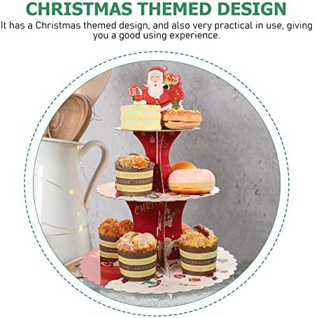עיצוב חתונה של Cabilock Cupcake Cupcake עומד 3 שכבות סנטה קרטון מגדלי קינוח מגדלי נייר תצוגה עוגת