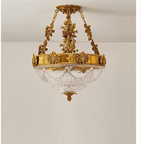 ygqzm נחושת אירופית חצי מנורת תקרה D42 סמ מנורת תקרה זהב סלון סלון חדר אוכל חדר אוכל מטבח וילה מנורת זכוכית