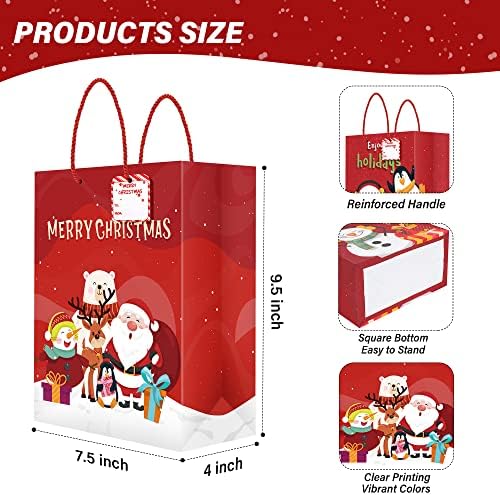 שקיות מתנה לחג המולד, 24 יחידות שקיות מתנה קראפט לחג המולד בתפזורת, שקיות נייר לחג המולד בגודל בינוני עם