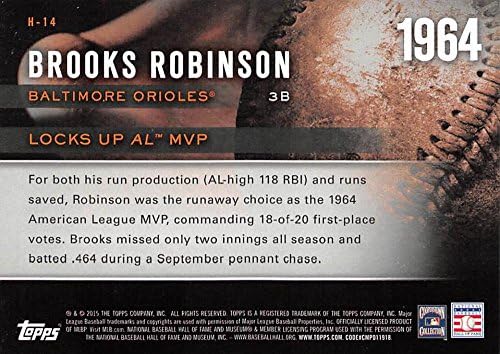 שיא Topps 2015 של השנה H-14 Brooks Robinson Orioles כרטיס בייסבול NM-MT