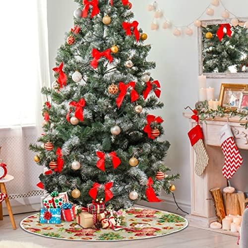 עץ חג המולד איש שלג חצאית עץ חג המולד 36 אינץ 'תפאורה ביתית לחצאית עץ חג המולד מחצלת לחג מסיבה שמח