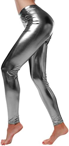מכנסי יוגה של מיאשוי מכנסיים מכנסיים מכנסיים המותניים נשים רטובות מראה מעור פו מכנסיים מכנסיים