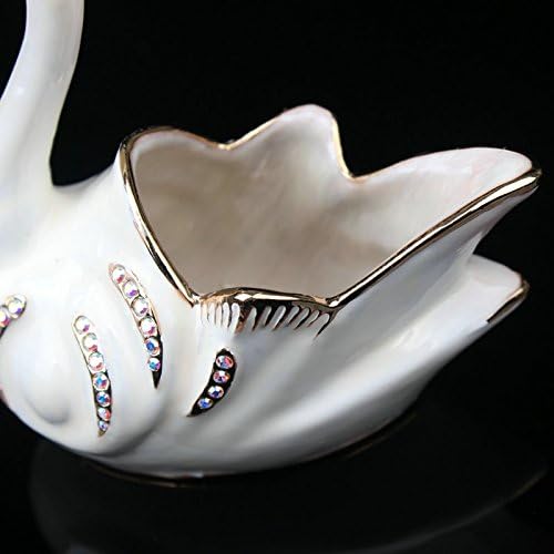 Znewlook Swans בעבודת יד קופסת תכשיטים תכשיטים תכשיטים צירים טבעת ברבור מגש בעבודת יד קופסת מתנה