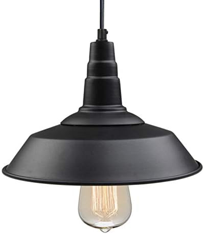 LNC תאורת תליון למטבח אי אסם מנורה עם גימור אפיית צבע לחדר אוכל, דלפק בר, A0190701, שחור