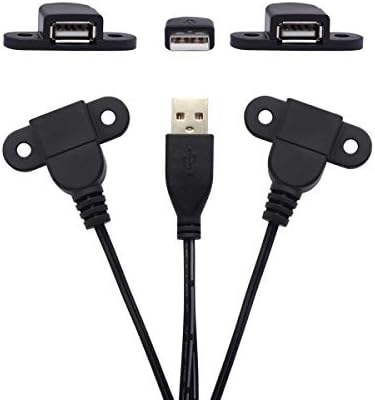 QICHENG & LYS USB 2.0 כבל הרחבת טעינה כפול לנקבה כפולה, ריהוט שידת לילה ספה רכב חשמלי על גבי יציאת טעינה,
