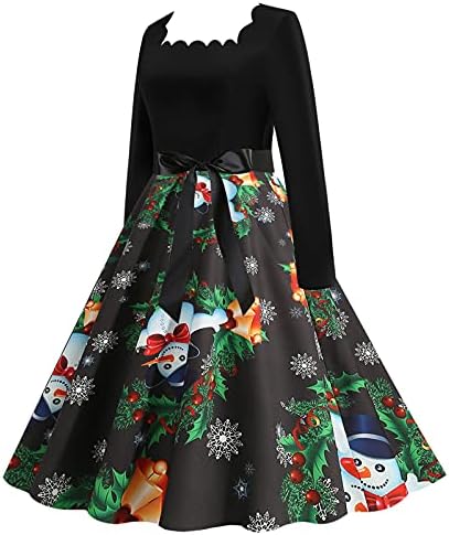 שמלות חג מולד לנשים 2022 שרוול ארוך V שמלות עבודה של שלג בצוואר פלוס שמלת מסיבת לילה אלגנטית בגודל