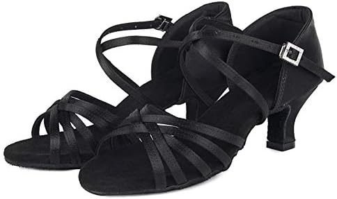 נעלי ריקוד לטיניות של Tinrymx לנשים סאטן סאטן פתוח בוהן פתוח סלסה באצ'אטה תרגול נעלי ריקוד, ZS213/XGG