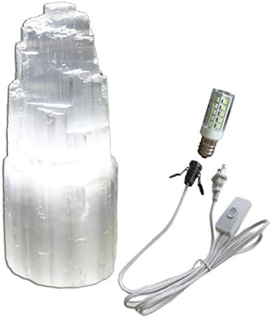 JIC GEM מנורת סלניט טבעית 8 מנורות סלע קריסטל לבנות עם חוט מתג ונורה