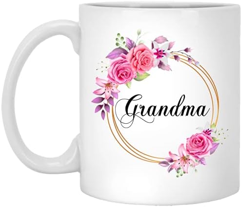 גבינסעיצובים סבתא פרח חידוש קפה ספל מתנה עבור אמא של יום - סבתא ורוד פרחים על זהב מסגרת-חדש סבתא ספל פרח-יום