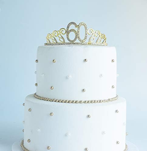 יום הולדת זהב 60 טיארה ואבנט שחור נצנצים סאטן סאטן וכתר טיארה ריינסטון קריסטל לאספקת מסיבת יום הולדת