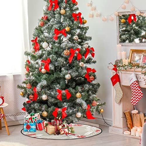 חצאית עץ חג המולד של Cupada מפצח אגוזים מחצלות עץ עץ עמיד למים, פירות חג המולד עוזבים חג המולד עץ עץ מגש מגן