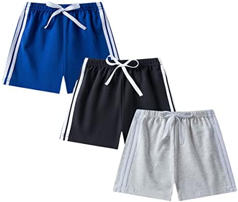 GFQLONG פעוט בנות בנות 3 חבילות מכנסיים קצרים אתלטים של כותנה, מכנסי כדורגל אופנתיים קיץ לילדים