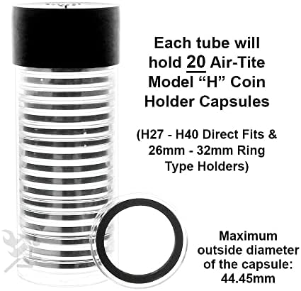 5 יחידות שחור מטבע כמוסה אחסון צינורות / מחזיק אוויר-טייט ח התאמה ישירה מחזיקי & מגבר; 26 מ מ - 32 מ מ טבעת סוג