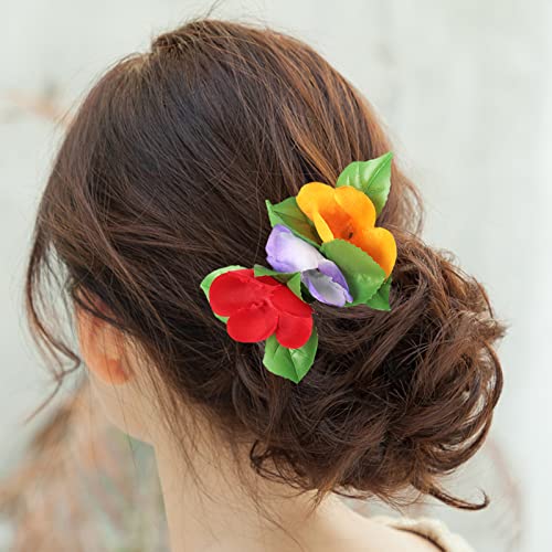 12 יח 'קטעי שיער פרחים עלים עריטים פרחוניים ערים צבעוניים ססגוניים הוואי שיער שיער סיכות ציפורניים נשים בוהמייה