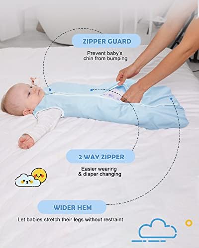 שקי שינה לתינוקות של ליקטין -3 חבילות כותנה שמיכה לבישה לתינוק 0.5 TOG, יוניסקס שינה עם אורך