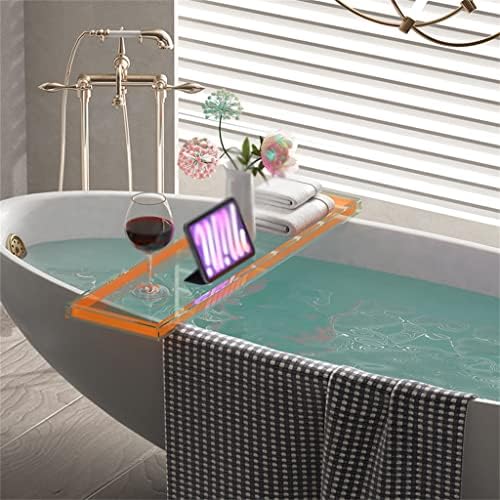 BKDFD מתלה אמבטיה שכבתי כפול שכבתי אקרילי מדף אמבטיה בסגנון יפני מגש אחסון מגש על האמבטיה