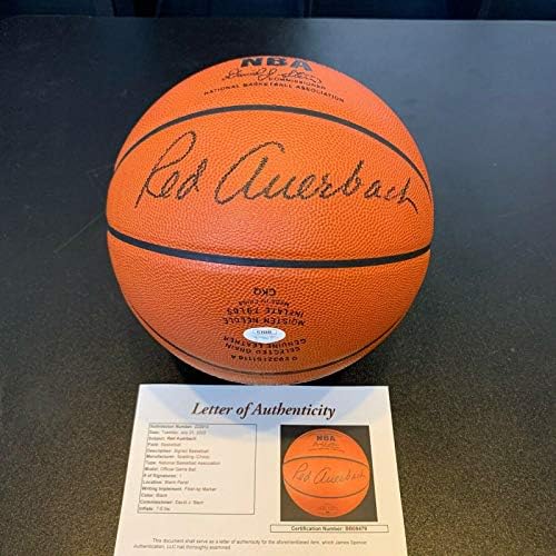 Auerbach Red Auerbach נדיר חתום על Spalding NBA משחק רשמי כדורסל JSA COA CELTICS - כדורסל חתימה