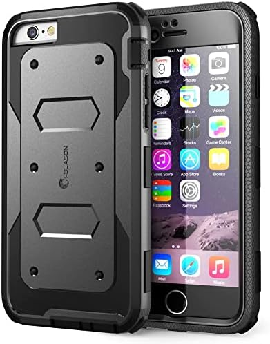 מקרה I-Blason למארז iPhone 6S / 6, נבנה במגן מסך Armorbox מלא גוף מלא הגנה כבד הפחתת הלם, שחור, 4.7