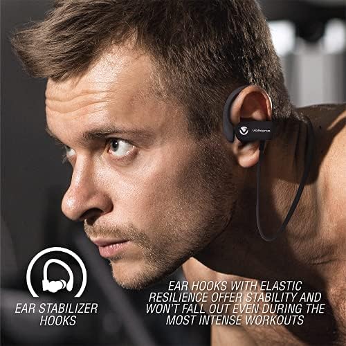 אוזניות אלחוטיות וולקנו - Bluetooth 5.0 אוזניות ספורט, עיצוב וו אימון ניצני אימון לריצה, חדר כושר -