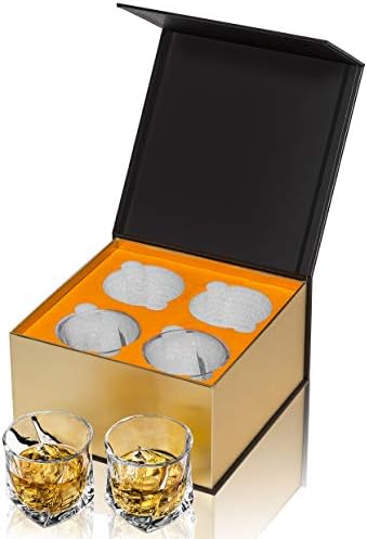 קנארס סלע זכוכית ויסקי, משקפיים מיושנים קריסטלים סט של 4 בקופסת מתנה לאבא, ייחודי 7 גרם כוסות כוסות נמוך לסקוטש