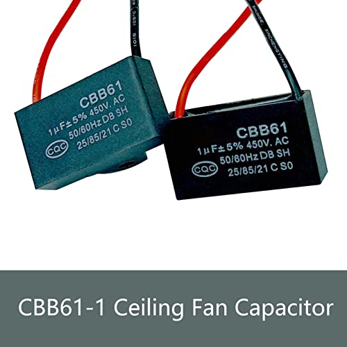 CBB61 קבל מאוורר תקרה 2 חוט 1UF תואם עם 400/350/300/250VAC קבלים מאוור