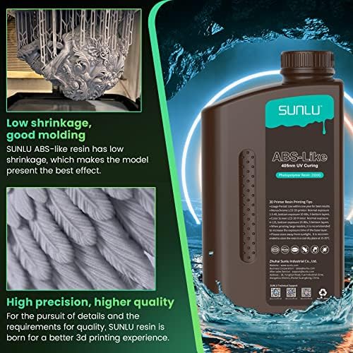 SUNLU 2 קג*2 בקבוקים שרף מדפסת תלת מימדית דמוית ABS, 405NM UV ריפוי פוטופולימר מהיר 3D שרף תלת מימד