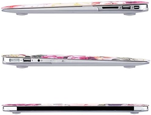 Mosiso תואם למארז MacBook Air 13 אינץ ', עלים ורדים מפלסטיק מארז פגז קשה ומגן מקלדת ומגן מסך, שקוף