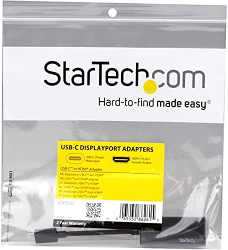 Startech.com USB -C ל- HDMI מתאם וידאו ממיר - 4K 30Hz - Thunderbolt 3 תואם - USB 3.1 Type -C ל- HDMI צג Dongle