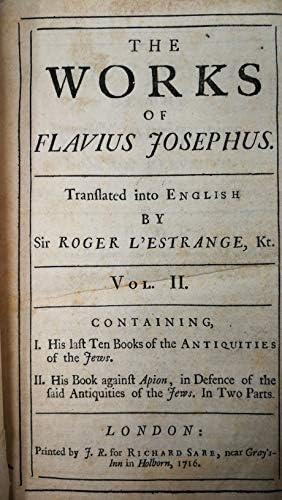 תרגום היסטורי מהמאה ה-18, יצירותיו של פלביוס יוספוס עתיקות היהודים 1716 מפת ספרים עתיקים ו2