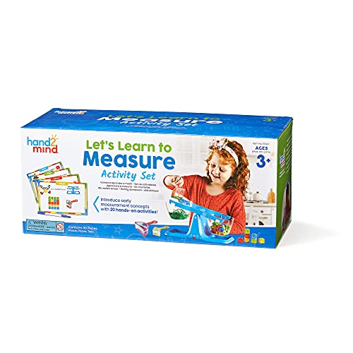 HAND2MIND בואו נלמד למדוד מערך פעילות, כוסות מדידה לילדים, איזון דלי, קוביות מתמטיקה וכרטיסי פעילות, ציוד