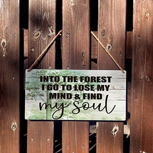 בית חווה שלט חיובי ליער מצא את נשמתי שלט תלייה עץ כפרי רטרו קיר קיר קישוט ביתי 12 x 6 אינץ '