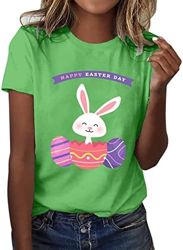 חולצת טריקו של יום חג הפסחא שמח ביצי ארנב חמודות טיז גרפי מזדמן צוואר עגול צוואר עגול חולצות חולצות