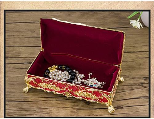 דקיקה מיני קופסת אחסון תכשיטים מעודנת, קופסת תכשיט, קופסת תכשיטים של פרחי ורד מלבני, קופסת אחסון מתנה