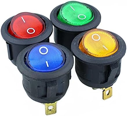 Phnt kcd1 אדום עגול, צהוב וכחול ירוק 3pin spdt/כיבוי מתג כוח נדנדה AC 125V/10a 250V/6A עם אור עם אור