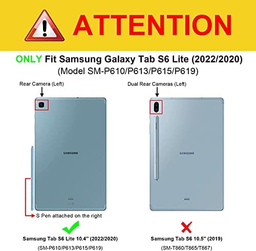 מארז מקלדת תאורה אחורית עבור Samsung Galaxy Tab S6 Lite 2020/2022, מכסה דק מעמד קל משקל קל עם מקלדת אלחוטית ניתנת