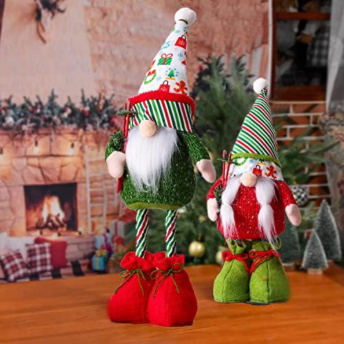 קישוטי חג המולד של Amailtom Gnome, קישוטי גנום גדולים לחג המולד קטיפת קטיפה של מזחלת חורף עם רגליים